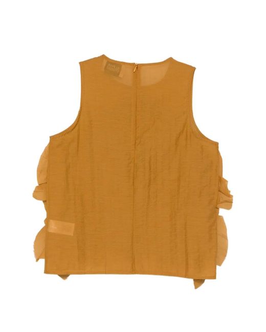 Alpha Studio Natural Ruffled Top