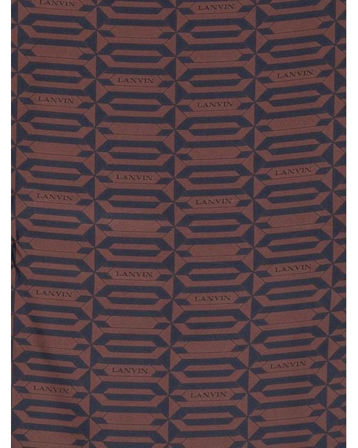 Lanvin Purple Geometric-Pattern Silk Scarf