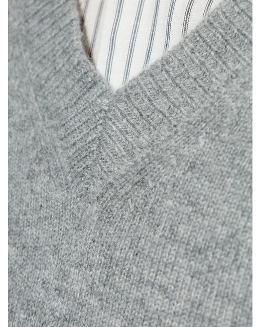 Officine Generale Gray Manu V-Neck Knitwear for men