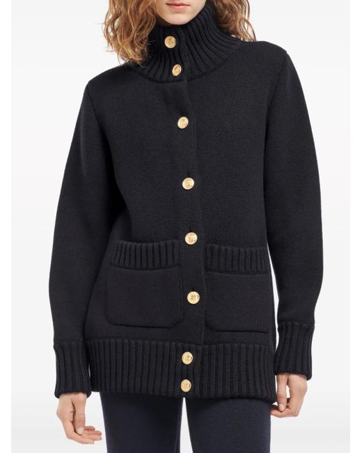 Barrie Blue Buttoned Cashmere-Blend Cardigan