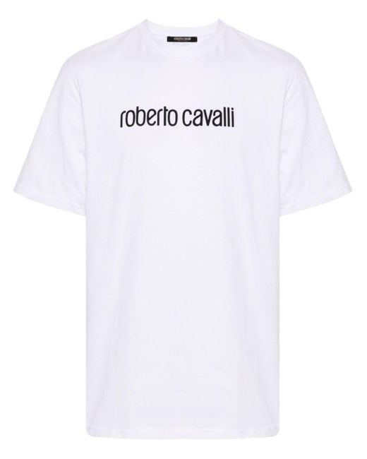 Roberto Cavalli White Logo-print Cotton T-shirt for men