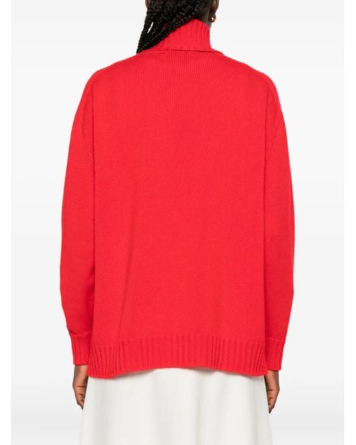 Eric Bompard Red V-Ausschnitt-Pullover mit Raglanärmeln