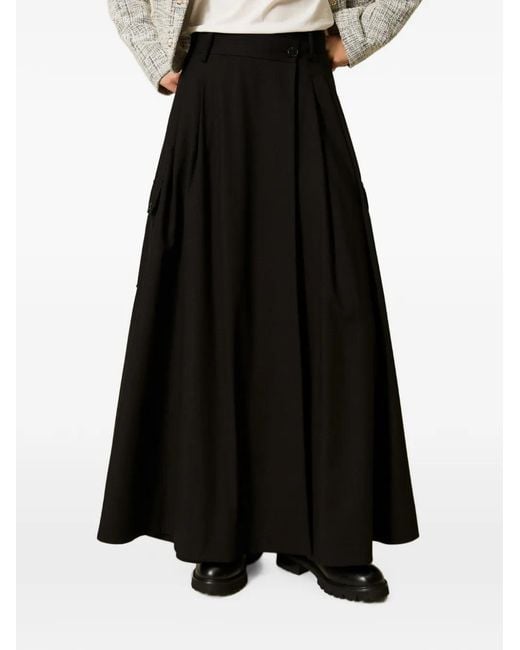 Twinset Black Flannel Wrap-Around Skirt
