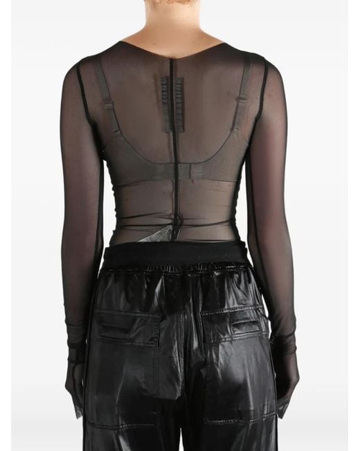 Rick Owens Black Temple Long-Sleeved Bandeau Top