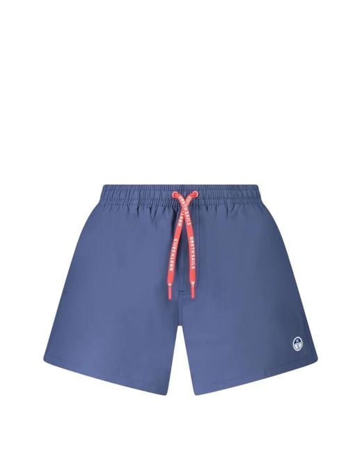 North Sails Blue Logo-Patch Drawstring Swim Shorts for men
