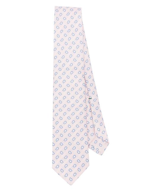 Luigi Borrelli Napoli White Paisley-embroidered Silk Tie for men
