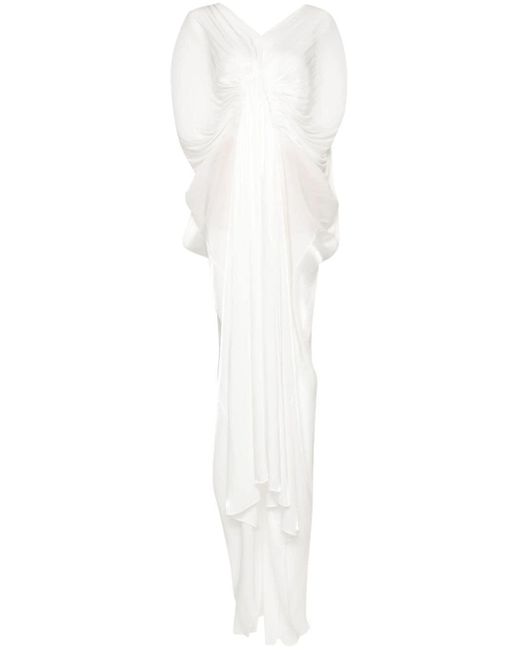 Robe caftan à design drapé Genny en coloris White
