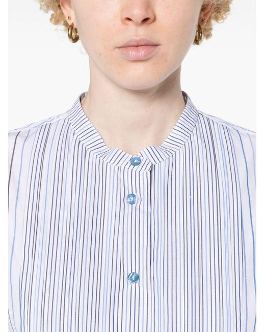 ..,merci Blue Striped Cotton Shirt