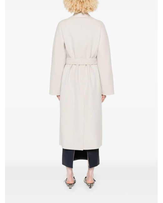 Abrigo De Lana Virgen Con Doble Botonadura Max Mara de color White