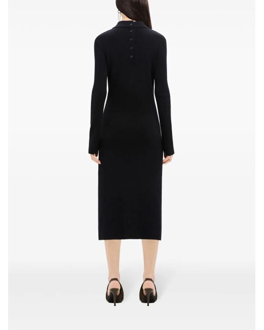 Robe Mi-Longue À Boutons Décoratifs Courreges en coloris Black