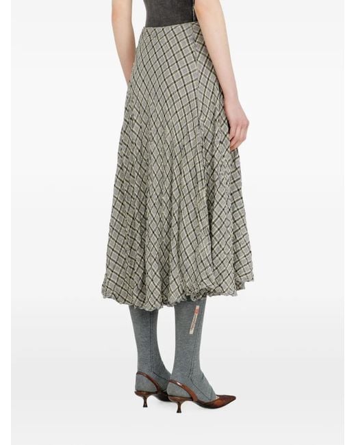 DIESEL Gray Jupe Midi En Seersucker-Effect Check