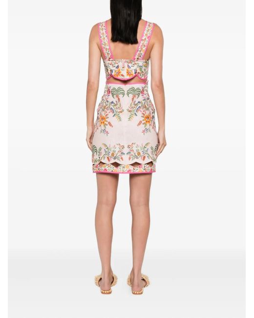 Farm Rio White Floral-Embroidery Mini Dress