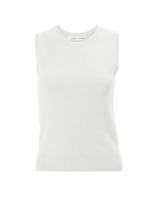 Carolina Herrera White Crew-Neck Cashmere Top