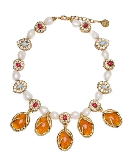 Roberto Cavalli Metallic Halskette Mit Schmucksteinen