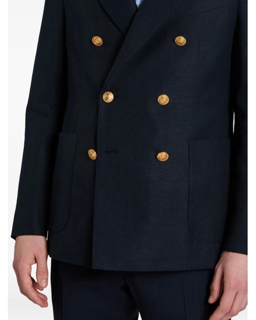 Slowear Blue Double-Breasted Blazer for men