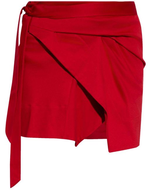 Isabel Marant Red Berenice Wrap Cotton Mini Skirt