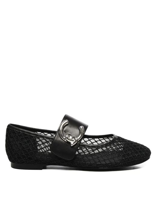 C-Me leather-buckle mesh ballet flats Coccinelle de color Black