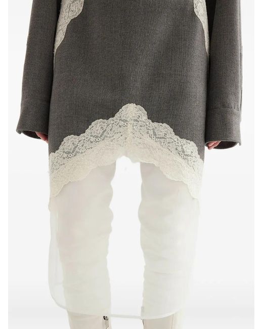 Jil Sander Gray Lace-Trimmed Layered Skirt