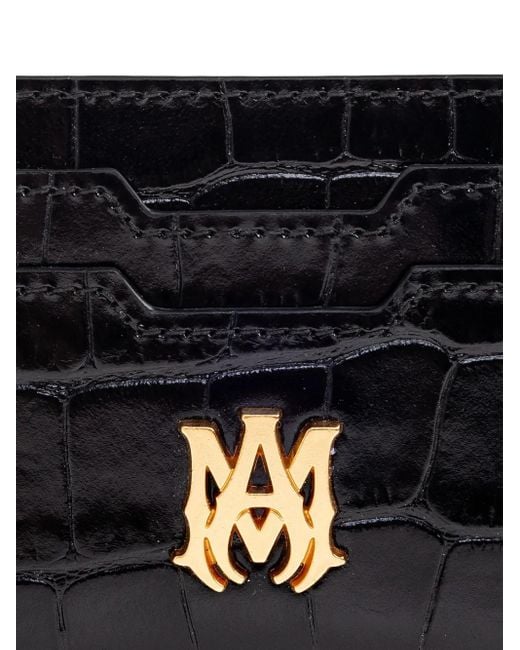 Amiri Black Croc-Embossed Card Holder for men
