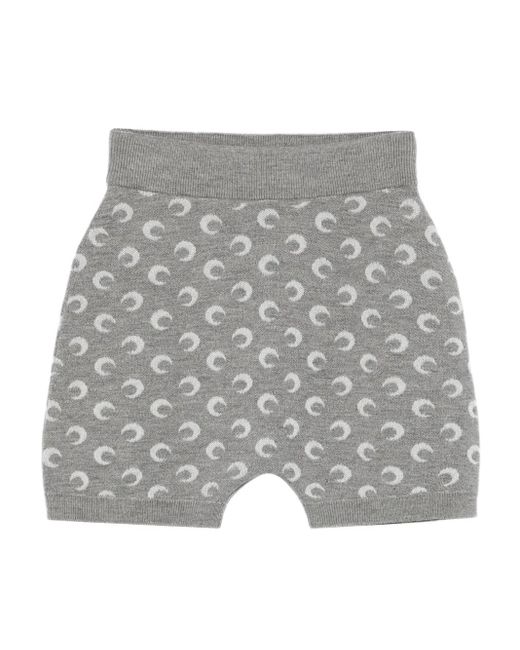 MARINE SERRE Gray Moon Jacquard Knitted Shorts