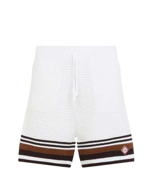 Casablanca White Cotton Striped Bermuda Shorts for men