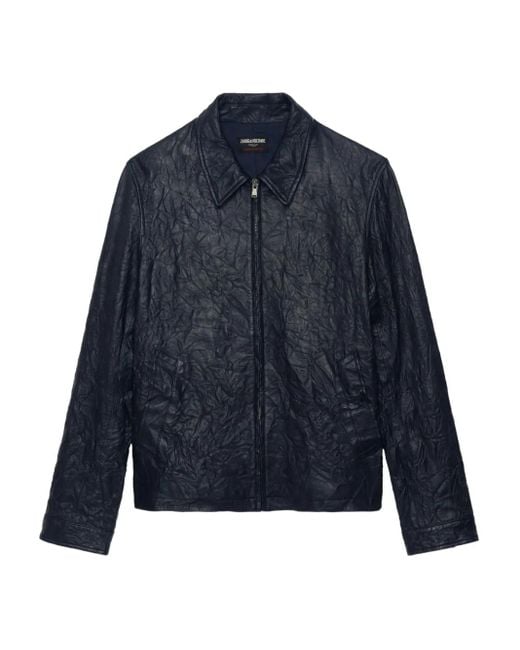 Veste En Cuir À Fermeture Zippée Zadig & Voltaire pour homme en coloris Blue