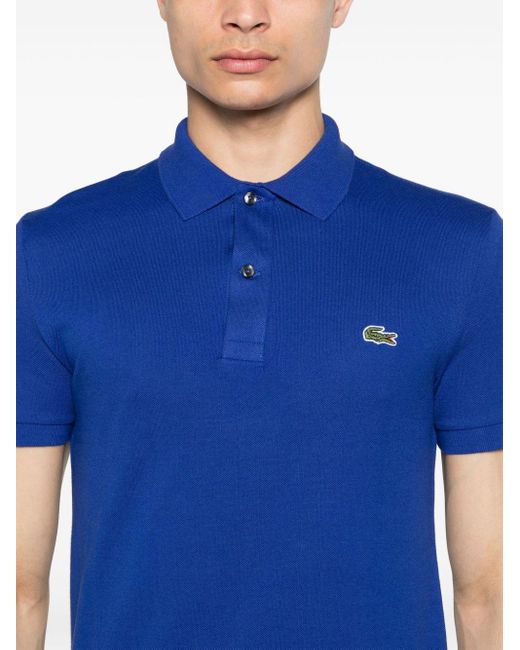 Logo-patch cotton polo shirt Lacoste pour homme en coloris Blue