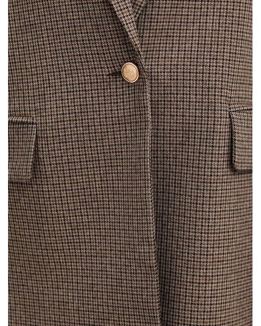 Morgan Brown Houndstooth-Pattern Single-Breasted Blazer