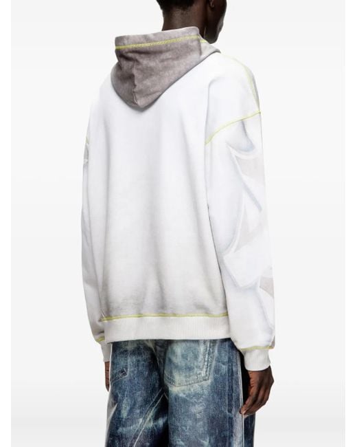 DIESEL White Boxt-Hood-Show Cotton Hoodie for men