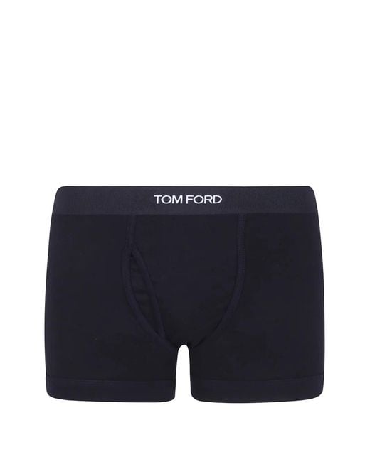 Tom Ford Blue Logo-Waistband Cotton Boxers for men