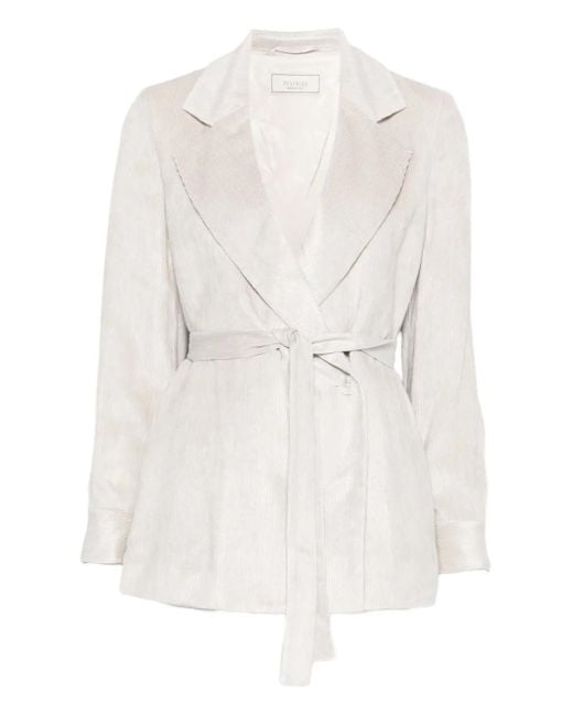Peserico White Belted Fitted Jacket