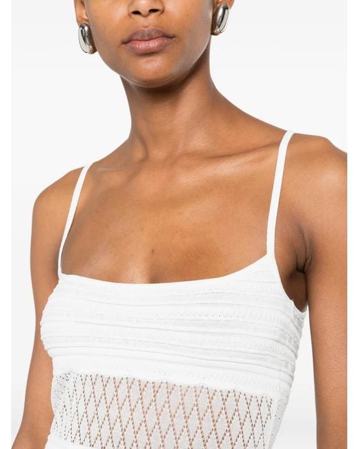 retroféte White Lesli Pointelle-Knit Top