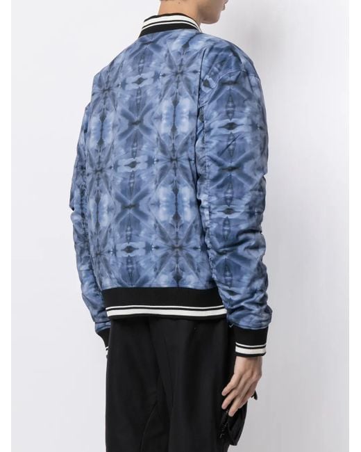 Mostly Heard Rarely Seen Blue Kaleidoscope Bomber Jacket for men