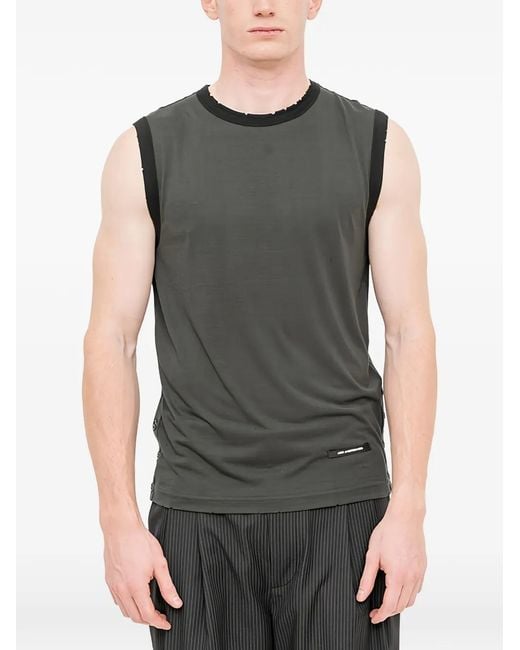 ANDERSSON BELL Gray Brit Damaged Sleeveless T-Shirt for men