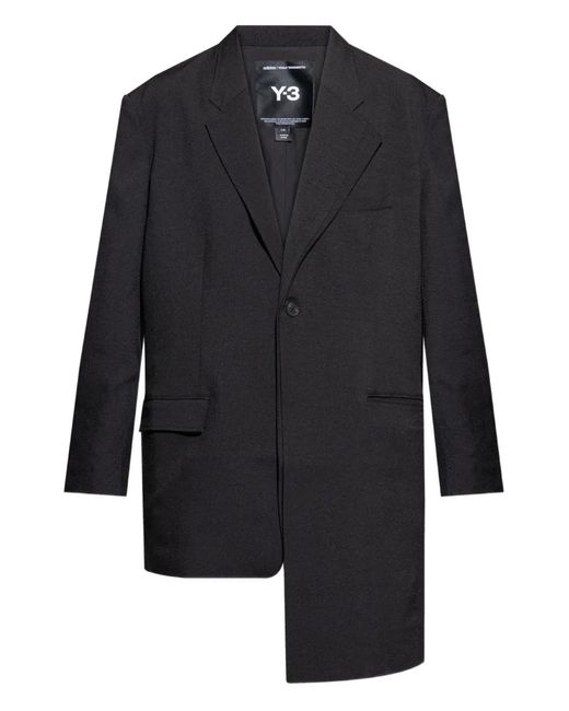 Y-3 Black Asymmetrical Single-Button Blazer for men