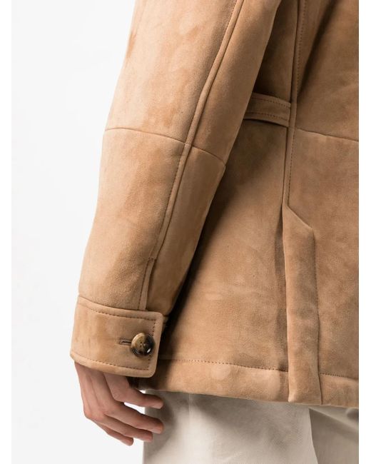 メンズ Brunello Cucinelli ボタン スエードジャケット Natural