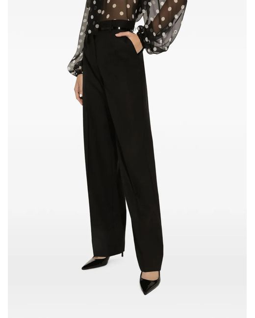 Dolce & Gabbana Black Flared Virgin-Wool Trousers