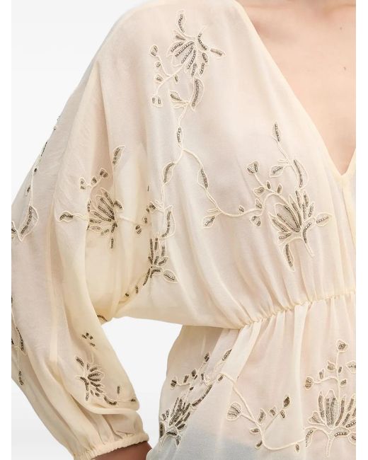 INTROPIA White Embellished-Detail V-Neck Top