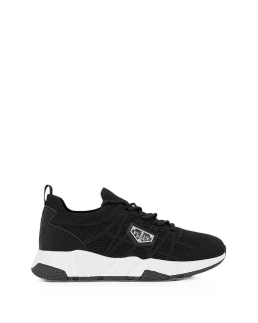 Philipp Plein Black Runner Sock Triangle Placca Sneakers
