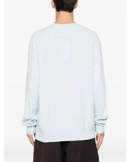 Calvin Klein White Crew-Neck Textured Sweater for men