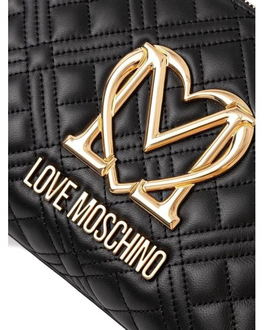 Love Moschino Black Quilted Logo Cross-Body Bag
