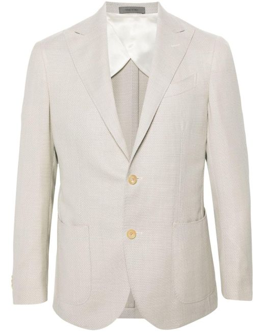 Peak-lapels single-breasted blazer Corneliani pour homme en coloris White