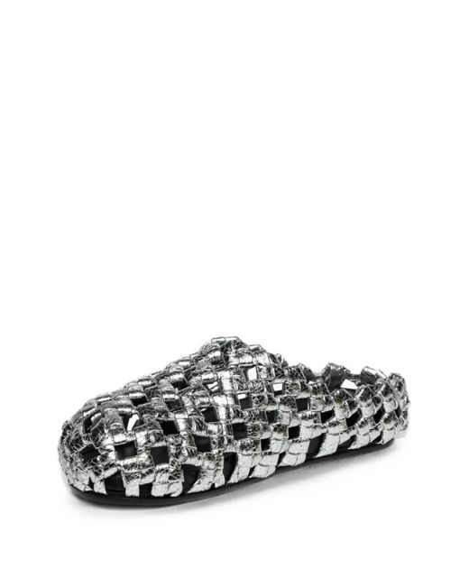 A.W.A.K.E. MODE Metallic Woven Leather Mules
