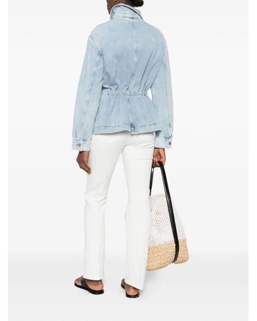 Gant Blue Belted Button-Up Denim Jacket