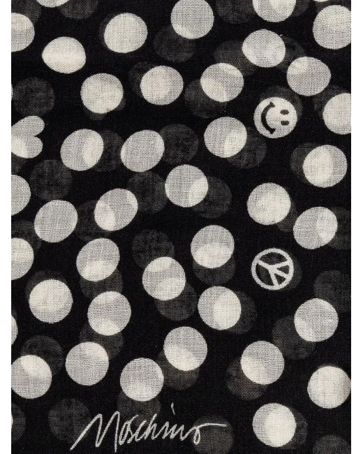 Moschino Black Polka-Dot Pattern Scarf
