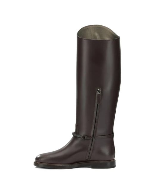 Brunello Cucinelli Black Monili-Embellished Leather Boots