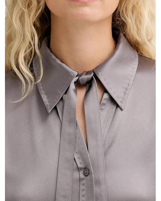 Isabelle Blanche Gray Tie-Detail Shirt