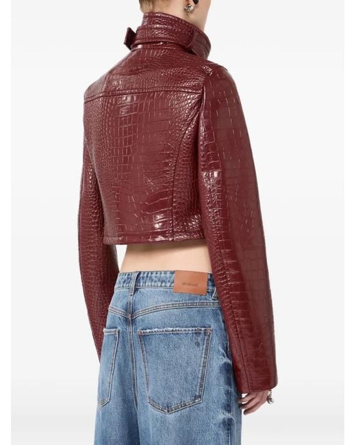 Sportmax Red Alligator-Print Collar Jacket