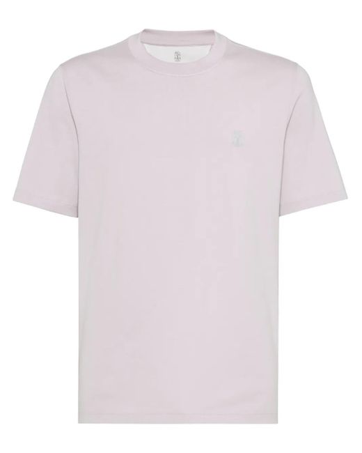 メンズ Brunello Cucinelli ロゴ Tシャツ Pink