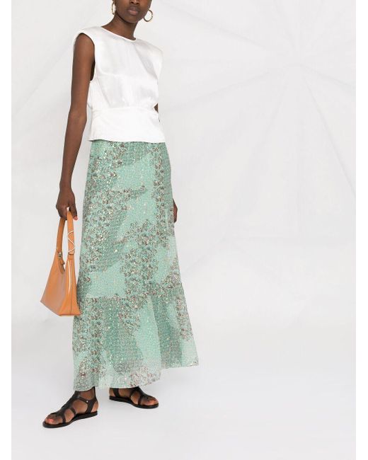 Ba&sh Green Obbie Floral-print Maxi Skirt